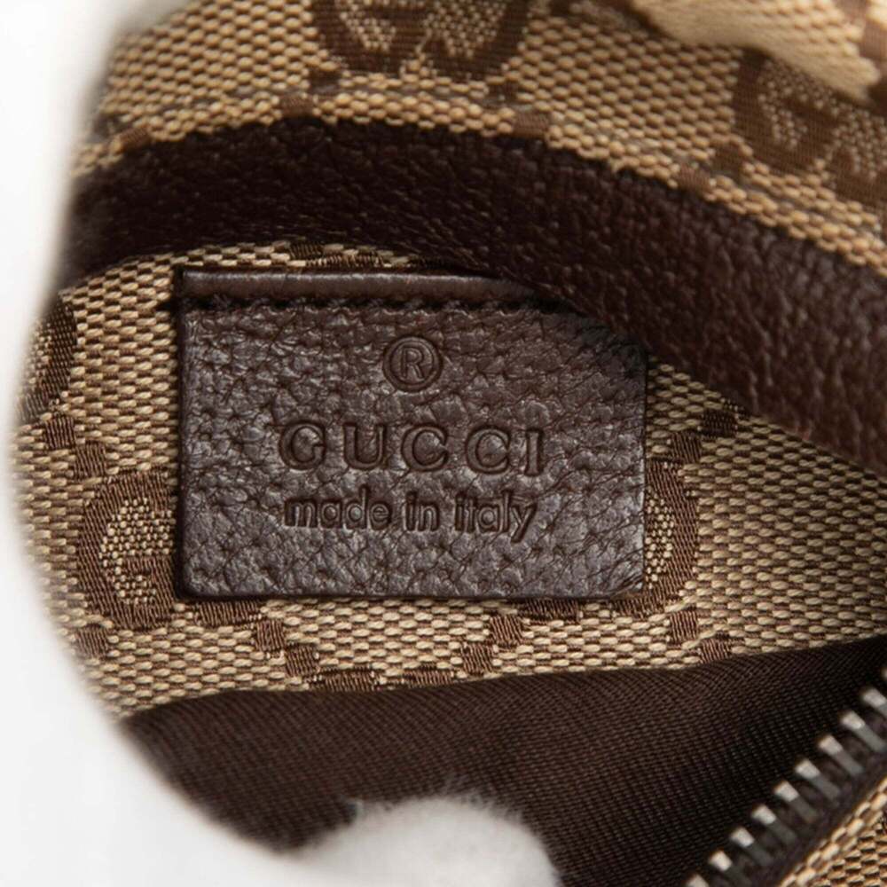 Gucci GG Canvas Waist Bag Body 28566 Beige Brown Leather Women's GUCCI - Picture 7 of 8